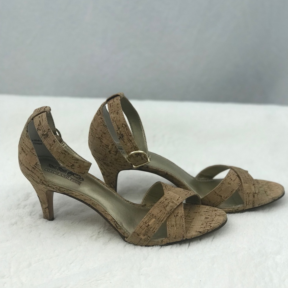 Coach and Four Ankle Strap Cork Heel Size 7